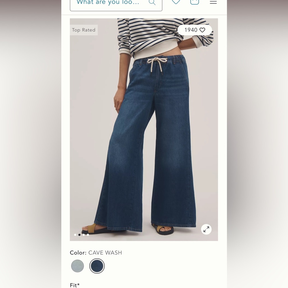Pilcro Wide-Leg Flare Jeans in Dark Blue (Cave Wash)